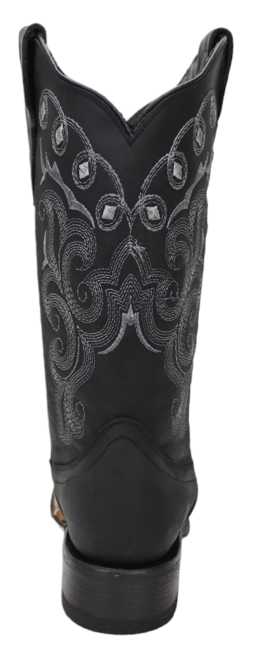 Silverton Sara All Leather Square Toe Cowboy Boots (Black)