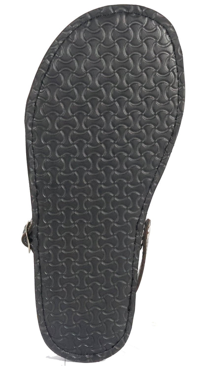 Silverton Hermes All Leather Cross Strap Sandals (Black)