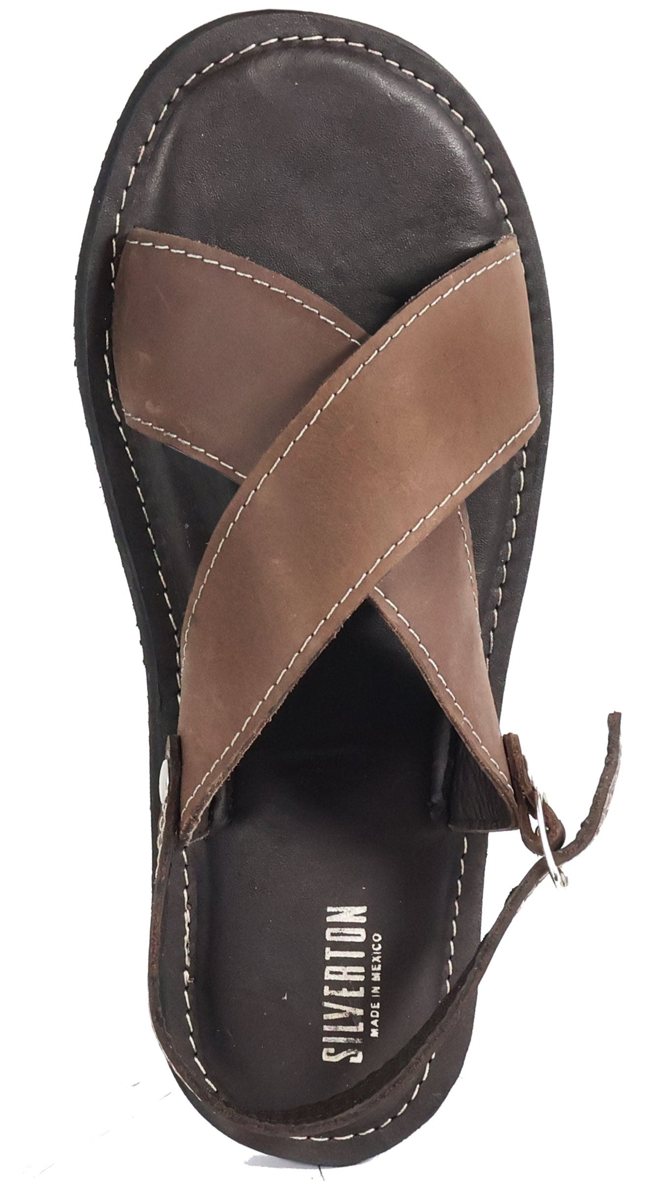 Silverton Diego All Leather Cross Strap Sandals (Brown)