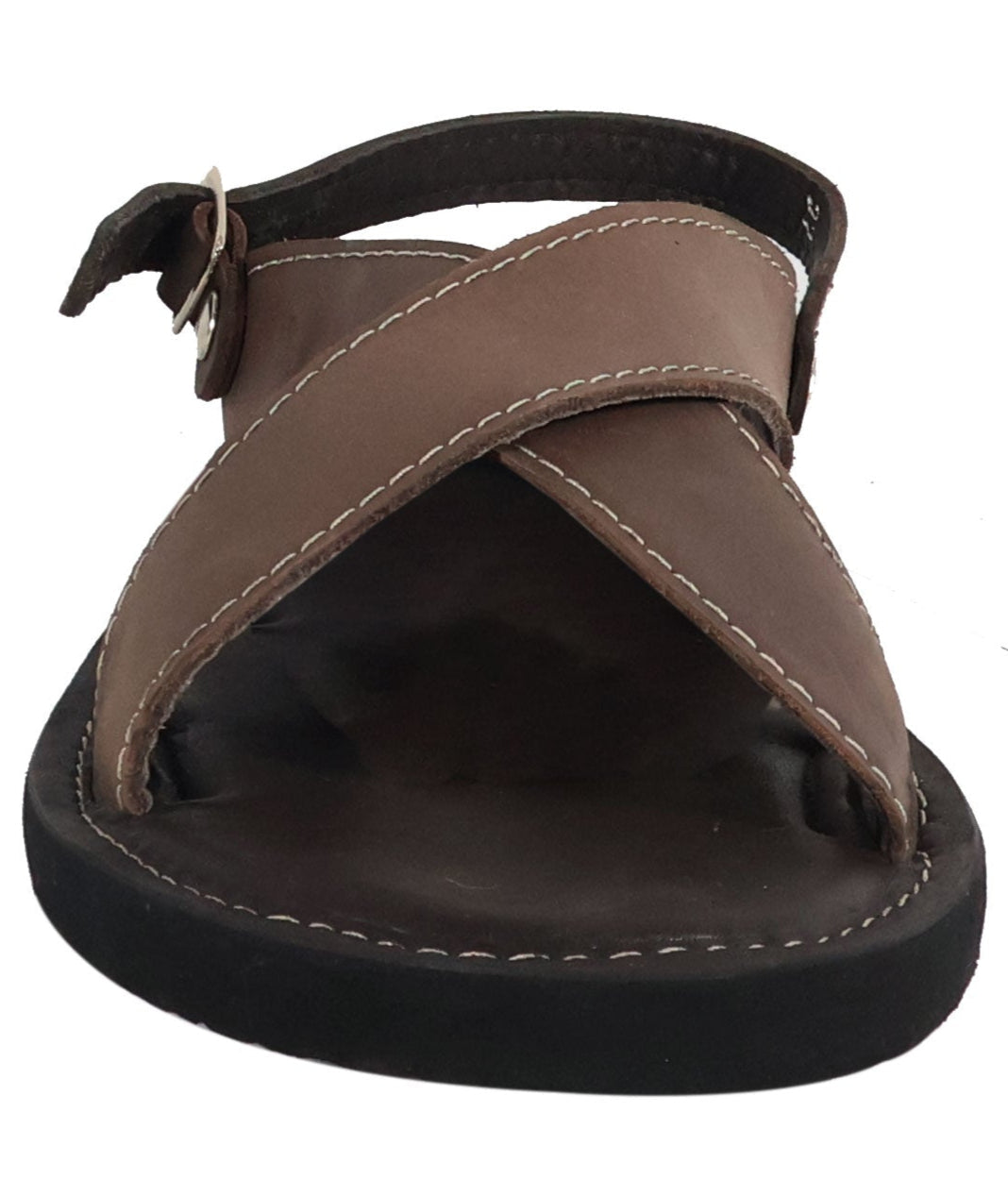 Silverton Diego All Leather Cross Strap Sandals (Brown)