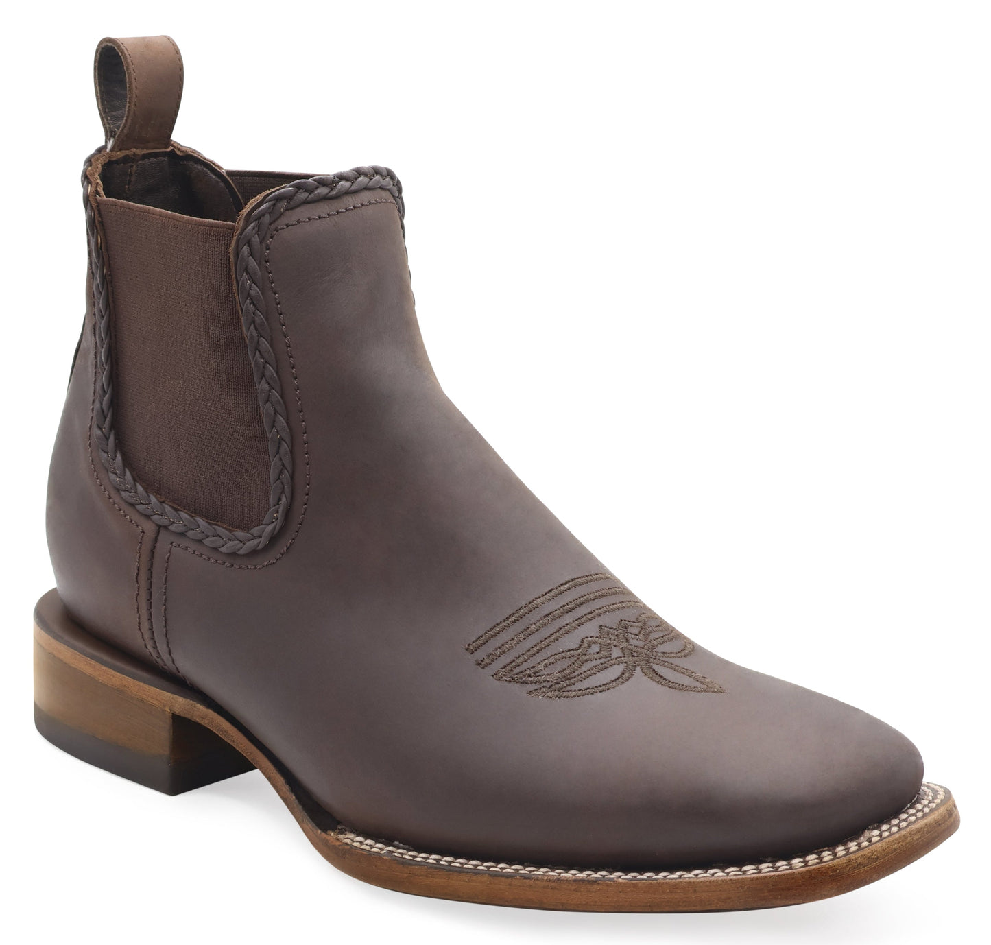 Silverton Ellie All Leather Wide Square Toe Short Boots (Brown)