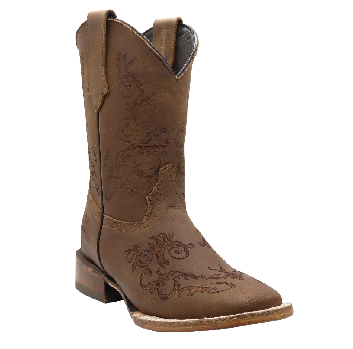 Silverton Bella All Leather Wide Square Toe Boots (Tobacco)