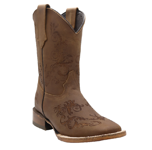 Silverton Bella All Leather Wide Square Toe Boots (Tobacco)