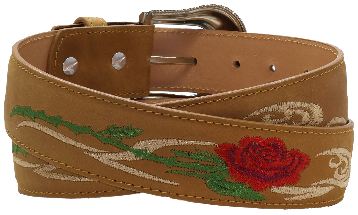 Silverton Rose All Leather Western Belt (Honey)