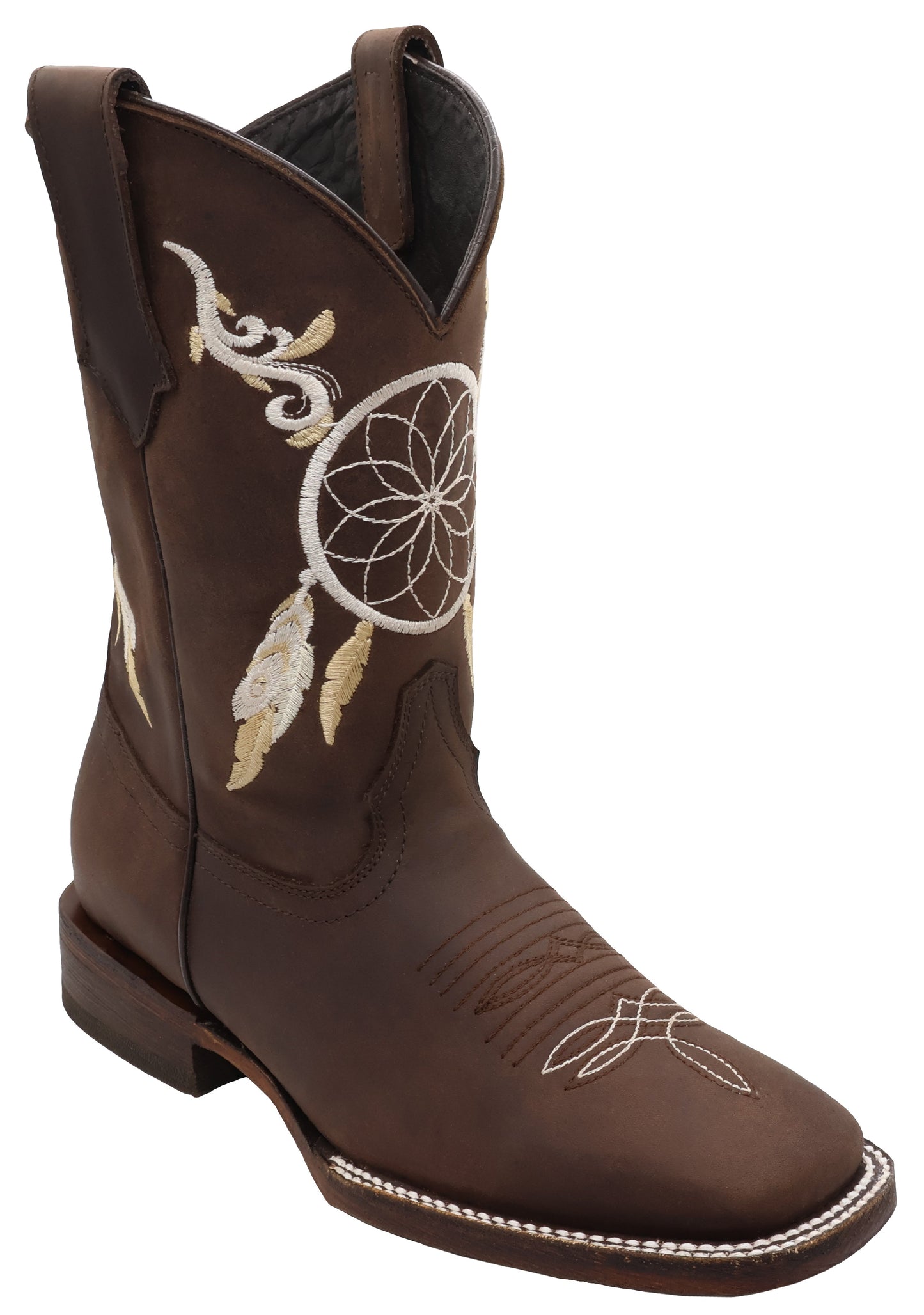 Silverton Dreamcatcher All Leather Wide Square Toe Boots (Brown)