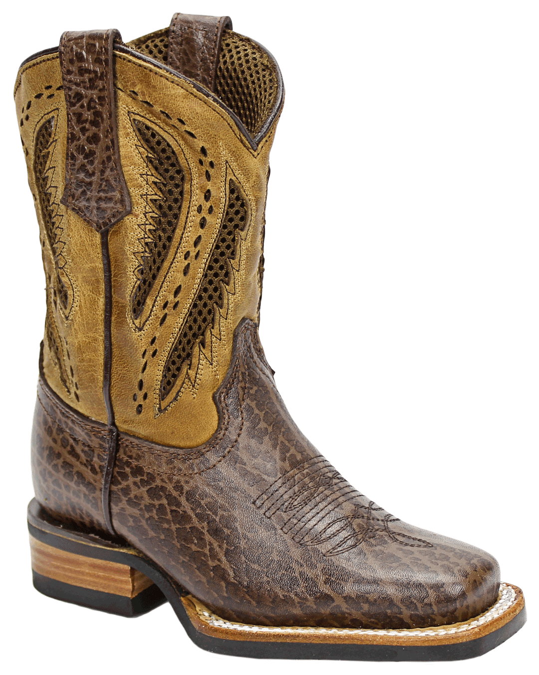 Silverton Kids Alamo All Leather Square Toe Boots (Brown)