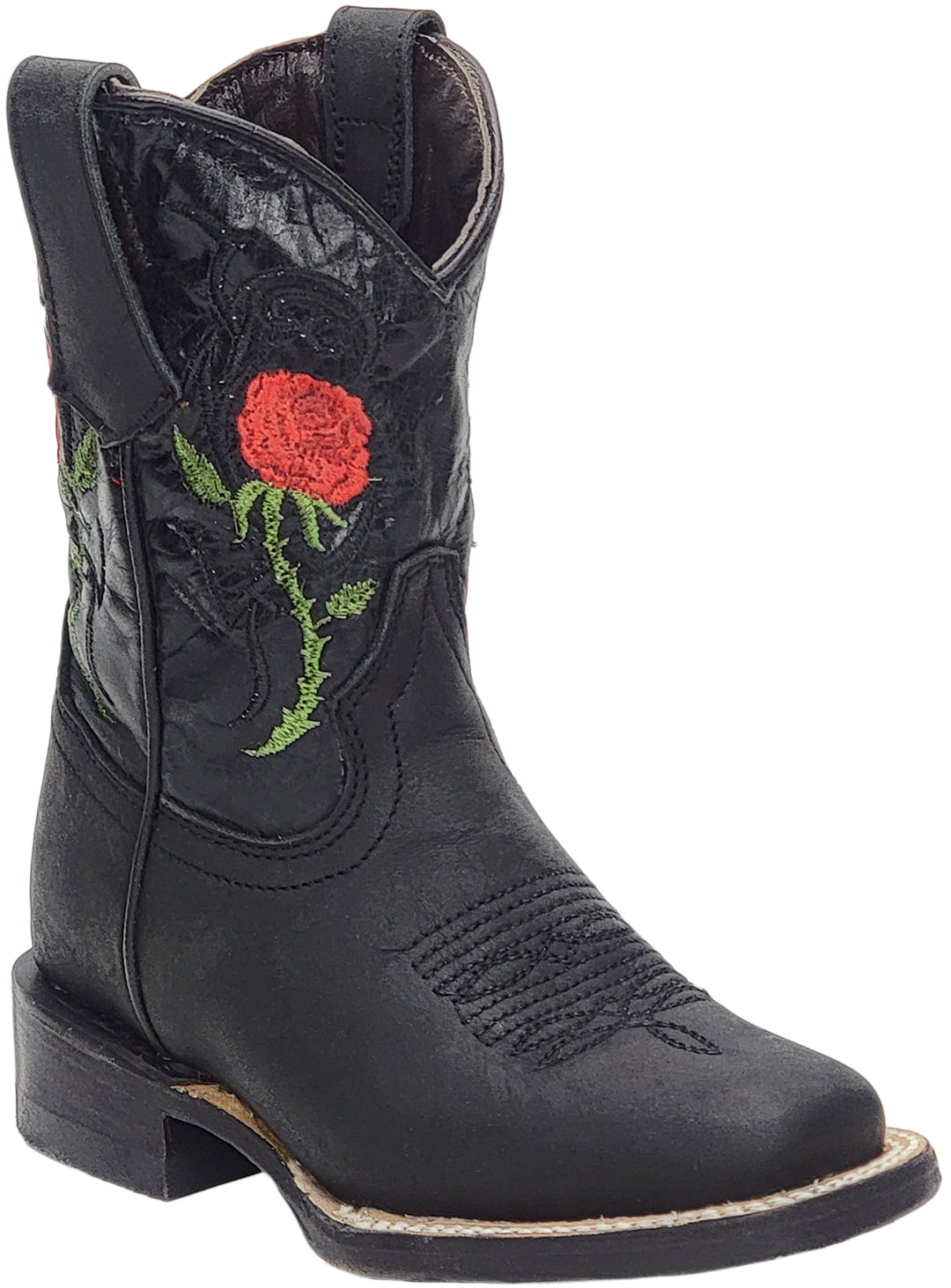 Silverton Rose All Leather Square Toe Kids Boots (Black)