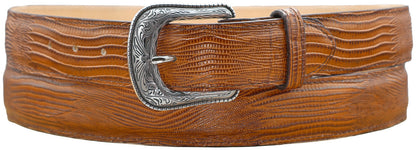 Silverton Lizard Print All Leather Western Belt (Honey)