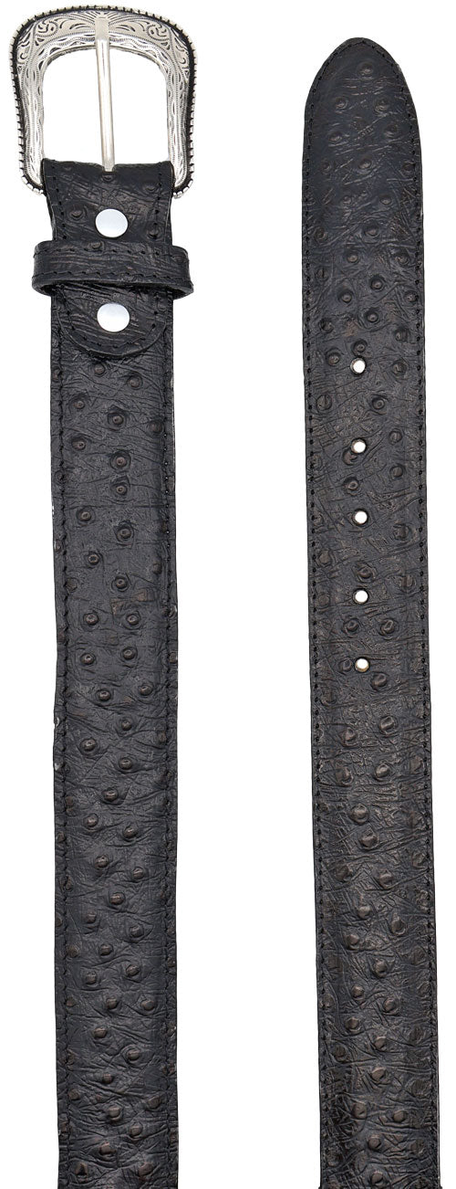 Silverton Ostrich Print Leather Belt (Black)