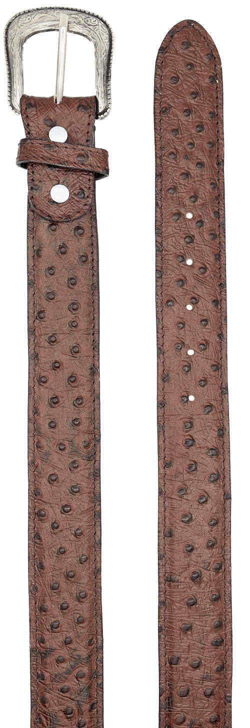 Silverton Ostrich Print Leather Belt (Brown)