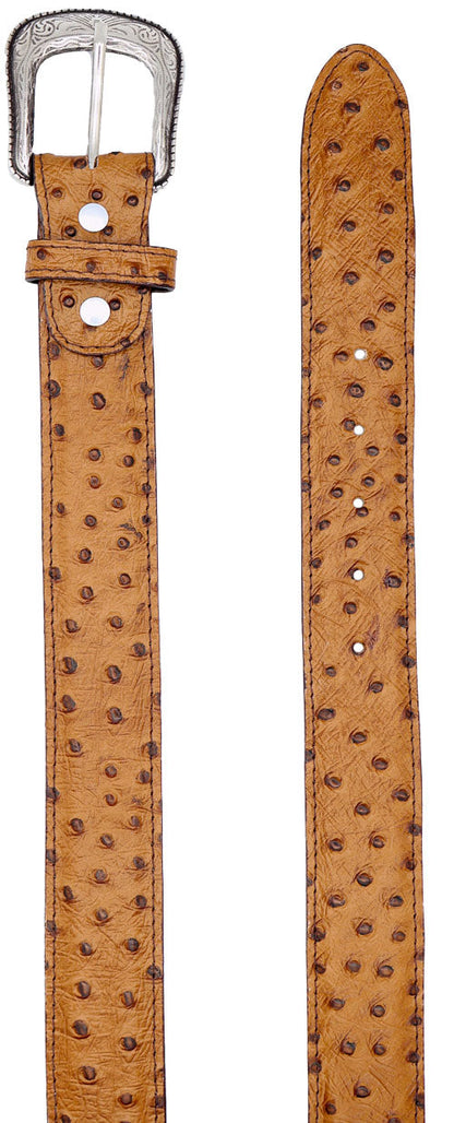 Silverton Ostrich Print All Leather Western Belt (Honey)