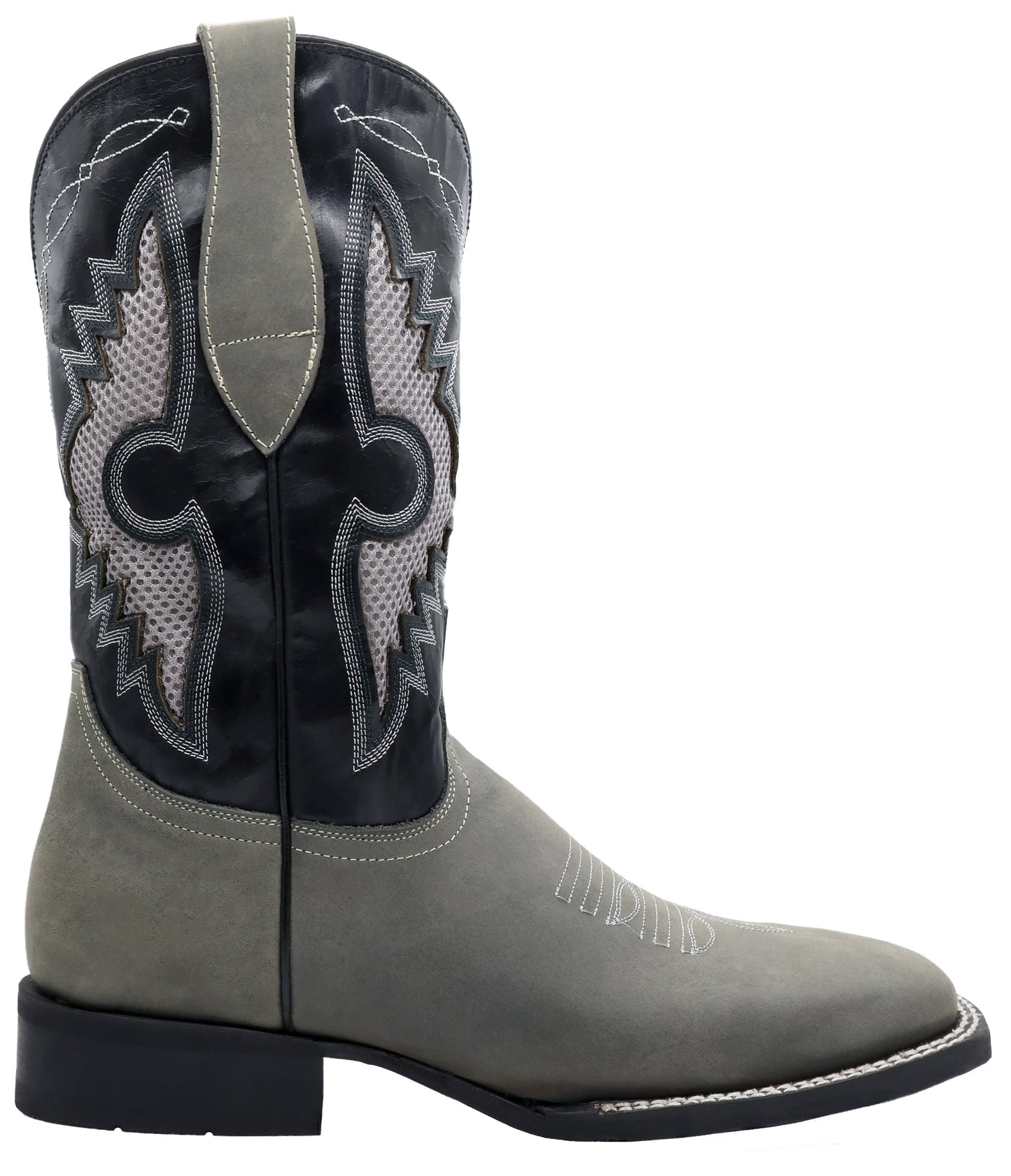 Silverton Phoenix Genuine Leather Wide Square Toe Boots (Gray)