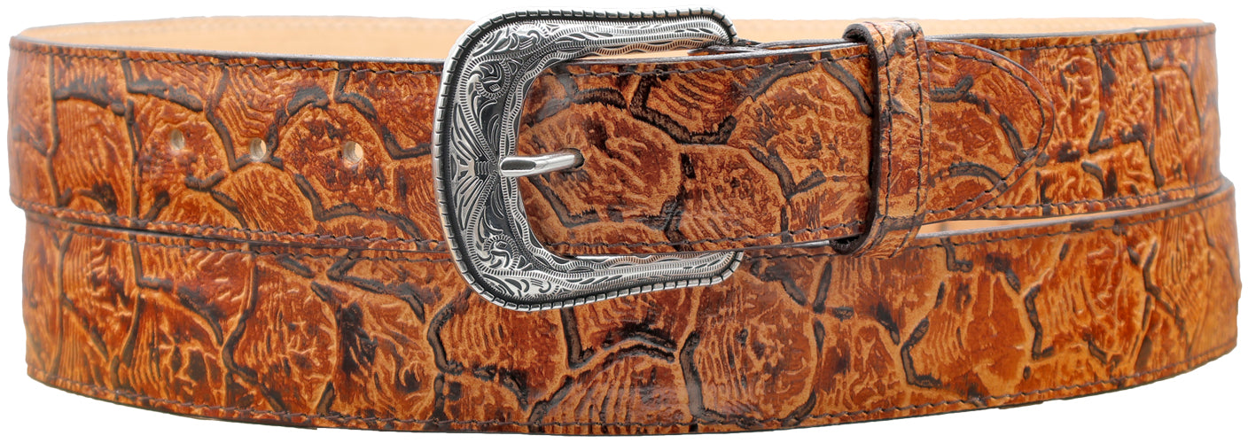 Silverton Pirarucu LG Fish Print Leather Western Belt (Honey)