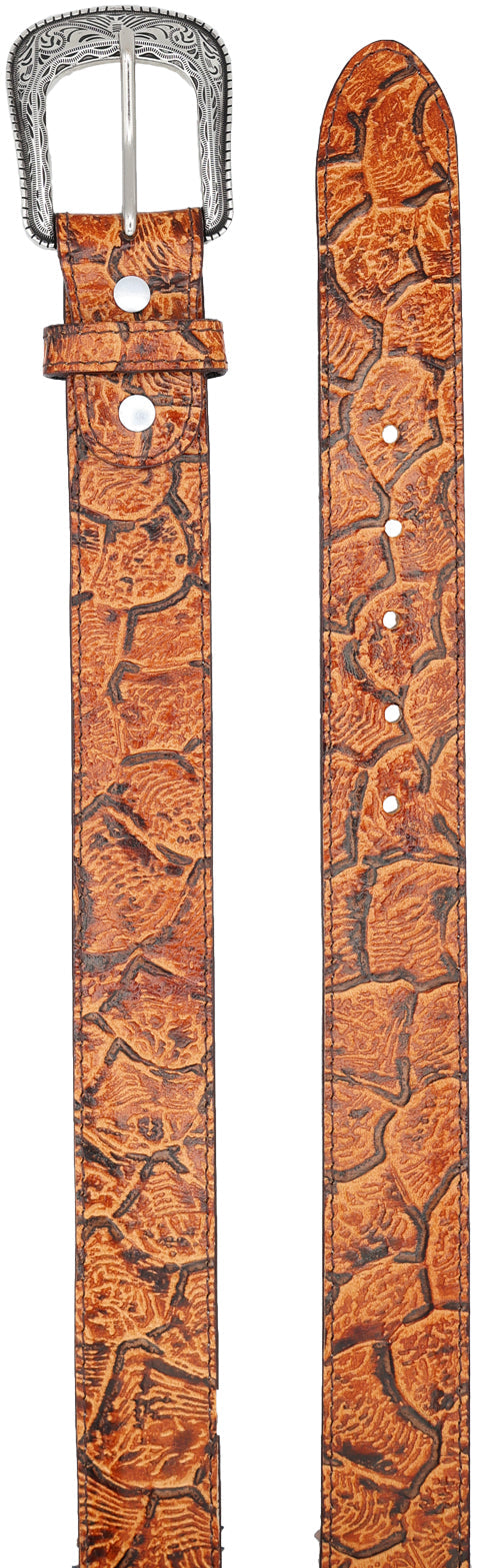 Silverton Pirarucu LG Fish Print Leather Western Belt (Honey)