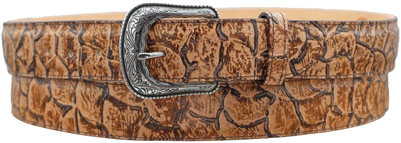 Silverton Pirarucu LG Fish Print Leather Western Belt (Tan)