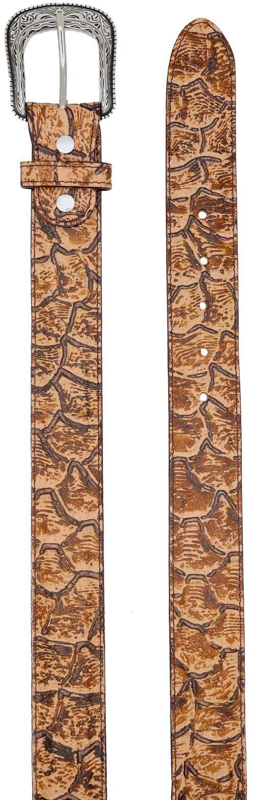 Silverton Pirarucu LG Fish Print Leather Western Belt (Tan)