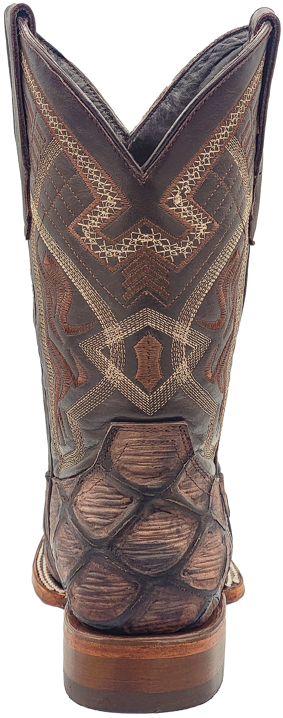 Silverton Pirarucu Print Leather Wide Square Toe Boots (Brown)