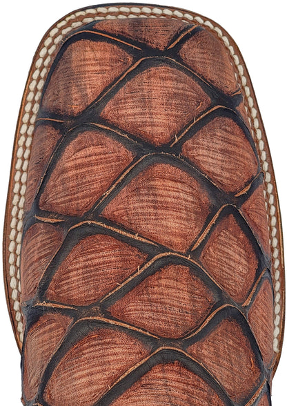 Silverton Pirarucu Mate Print Leather Wide Square Toe Boots (Shedron)
