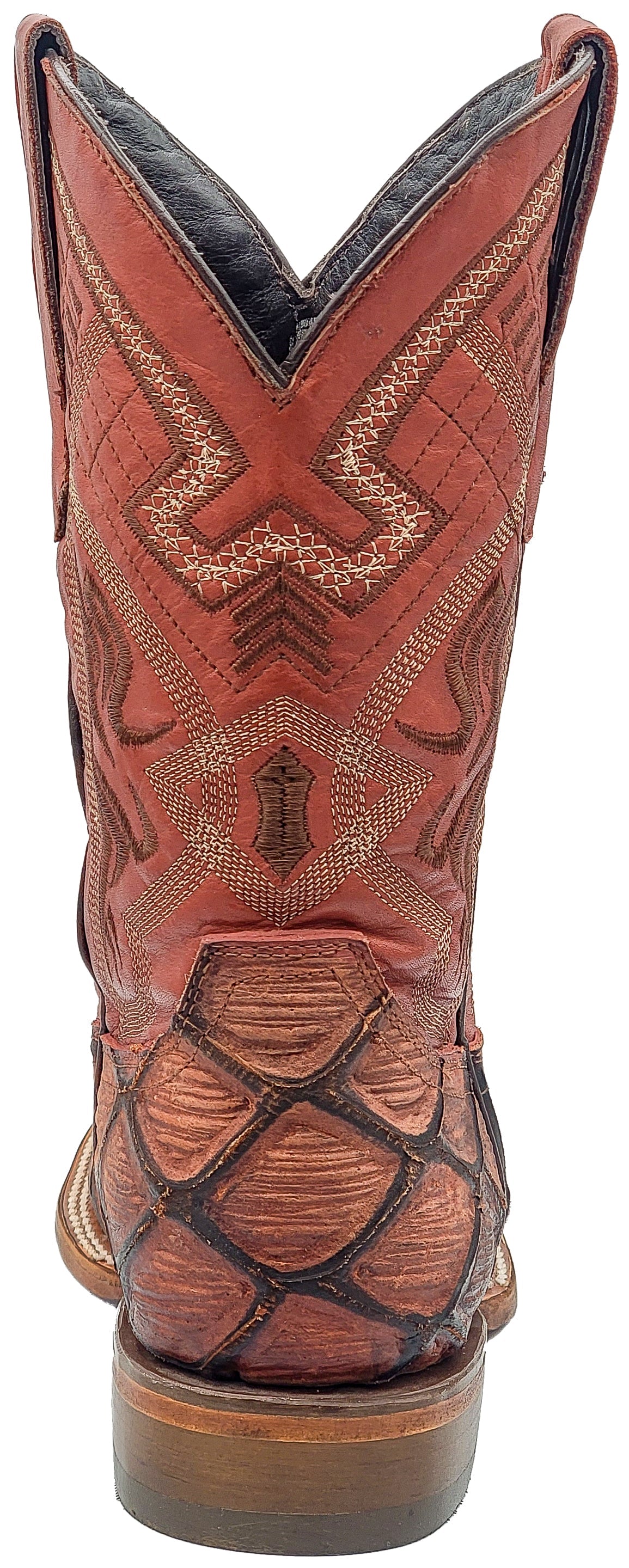 Silverton Pirarucu Print Leather Wide Square Toe Boots (Shedron)