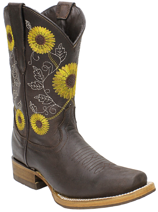 Silverton Sunflower All Leather Square Toe Boots (Chocolate)