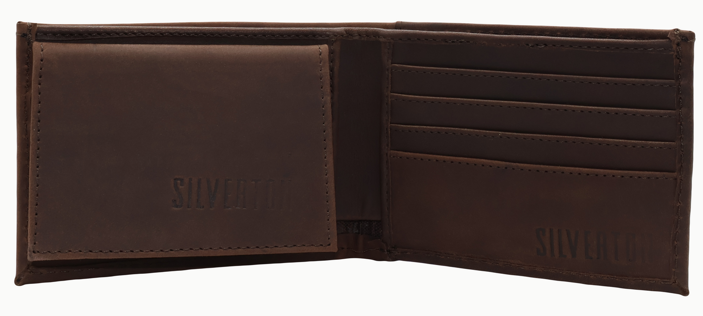 Silverton All Leather Patriot Bi-Fold Wallet (Brown)