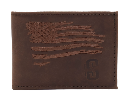 Silverton All Leather Patriot Bi-Fold Wallet (Brown)