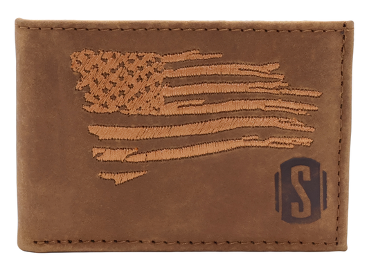 Silverton All Leather Patriot Bi-Fold Wallet (Tobacco)