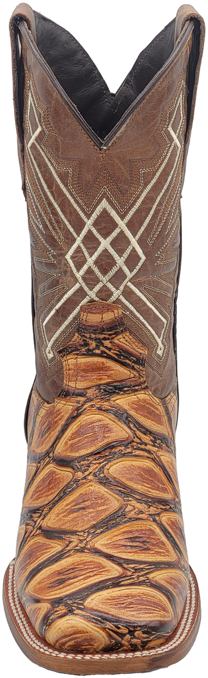 Silverton Pirarucu LG Print Leather Wide Square Toe Boots (Honey)