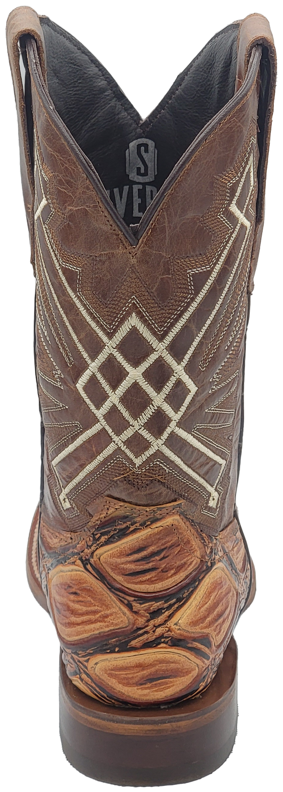 Silverton Pirarucu Print Leather Wide Square Toe Boots (Honey)