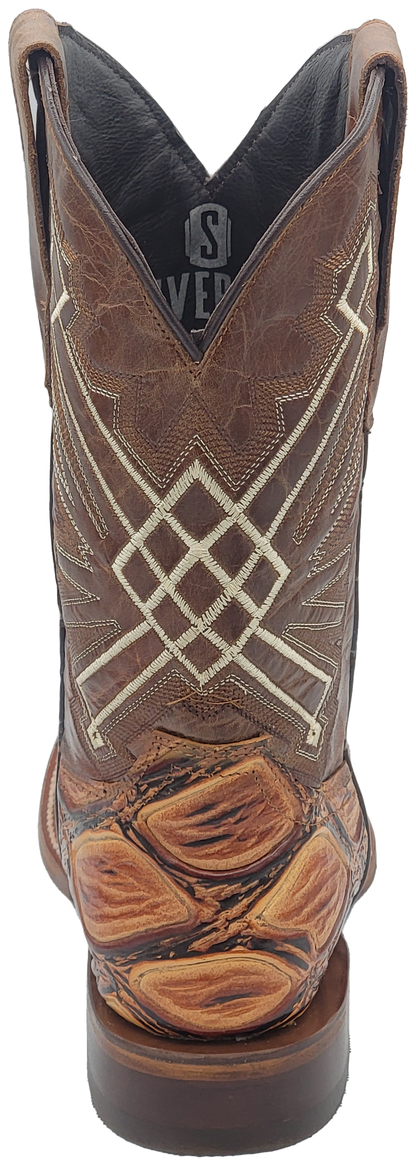 Silverton Pirarucu LG Print Leather Wide Square Toe Boots (Honey)